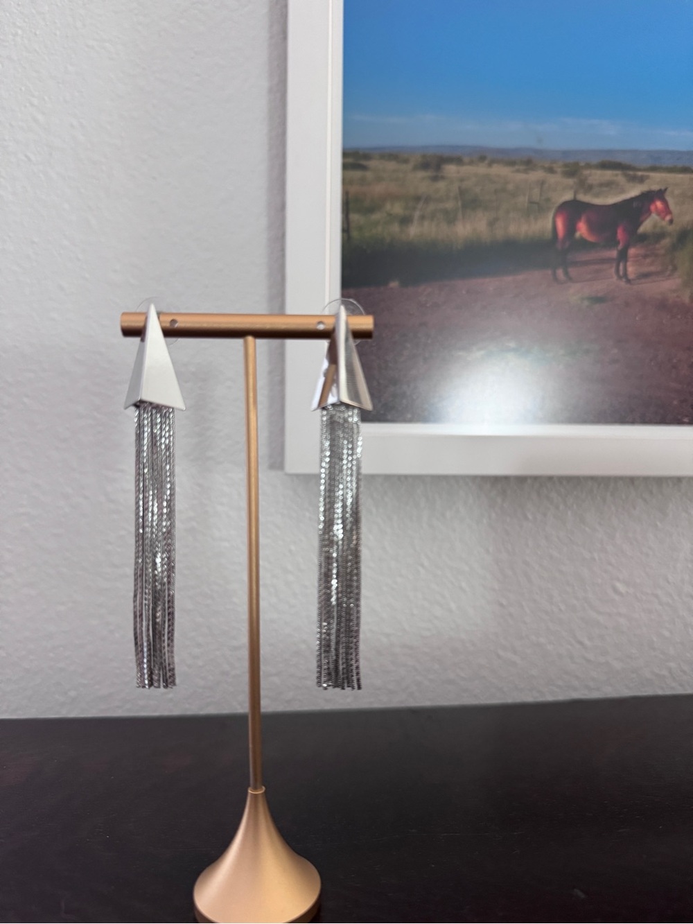 Shoshanna Lee  Fringe Triangle Drop Earrings